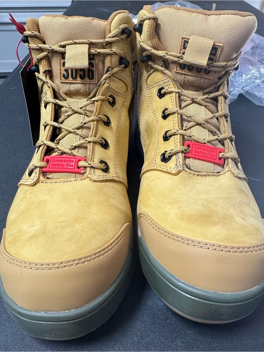 Hard Yakka 3056 Lace Zip Leather Work Safety Boots Composite Toe Wheat Size 11